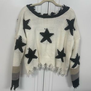 Fab’rik Distressed Hem Star Sweater
